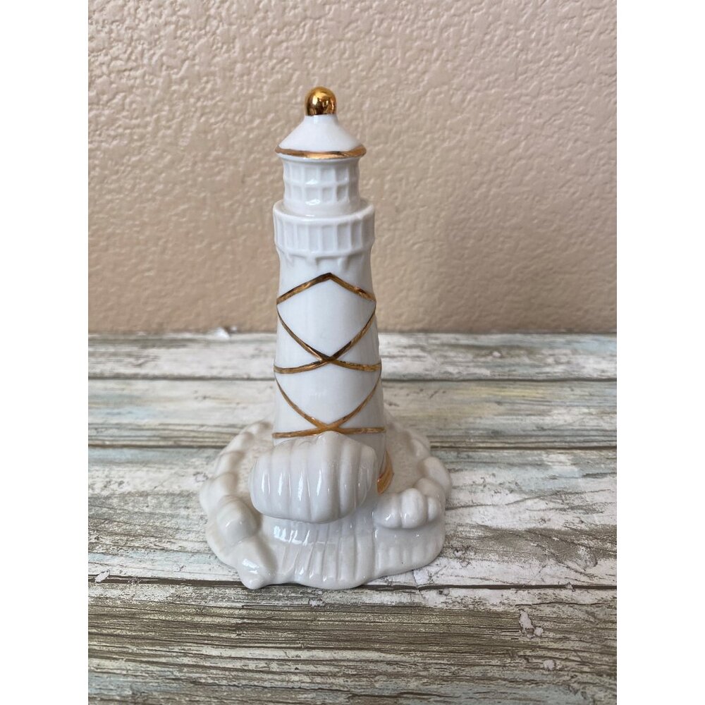 Lenox Porcelain 24k Gold Trim Lighthouse Figurine Nautical Home Decor 5" No Box - Picture 5 of 10